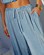 Sky Blue % Resort Stay Plisse Wide Leg Pants-6