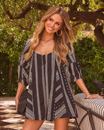 Sunshine Social Abstract Embroidered Romper