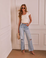 Gentle Longing Pointelle Short Sleeve Top