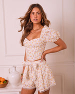 Sunny Petals Floral Eyelet Corset Top
