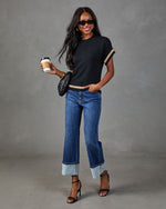 Serena Contrast Stripe Short Sleeve Sweater