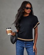 Serena Contrast Stripe Short Sleeve Sweater