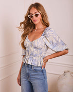 Honeyed Bluebell Smocked Novelty Blouse