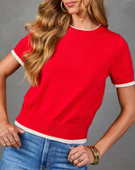 Gloria Knit Contrast Trim Sweater
