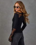 Morning Espresso Lace Trim Henley Top