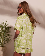 Monaco Day Cotton Toile Print Button Down Top