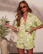 Monaco Day Cotton Toile Print Button Down Top