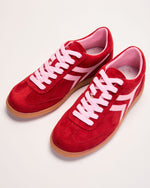 Red/Pink % Lorilai Faux Suede Lace Up Sneakers-2