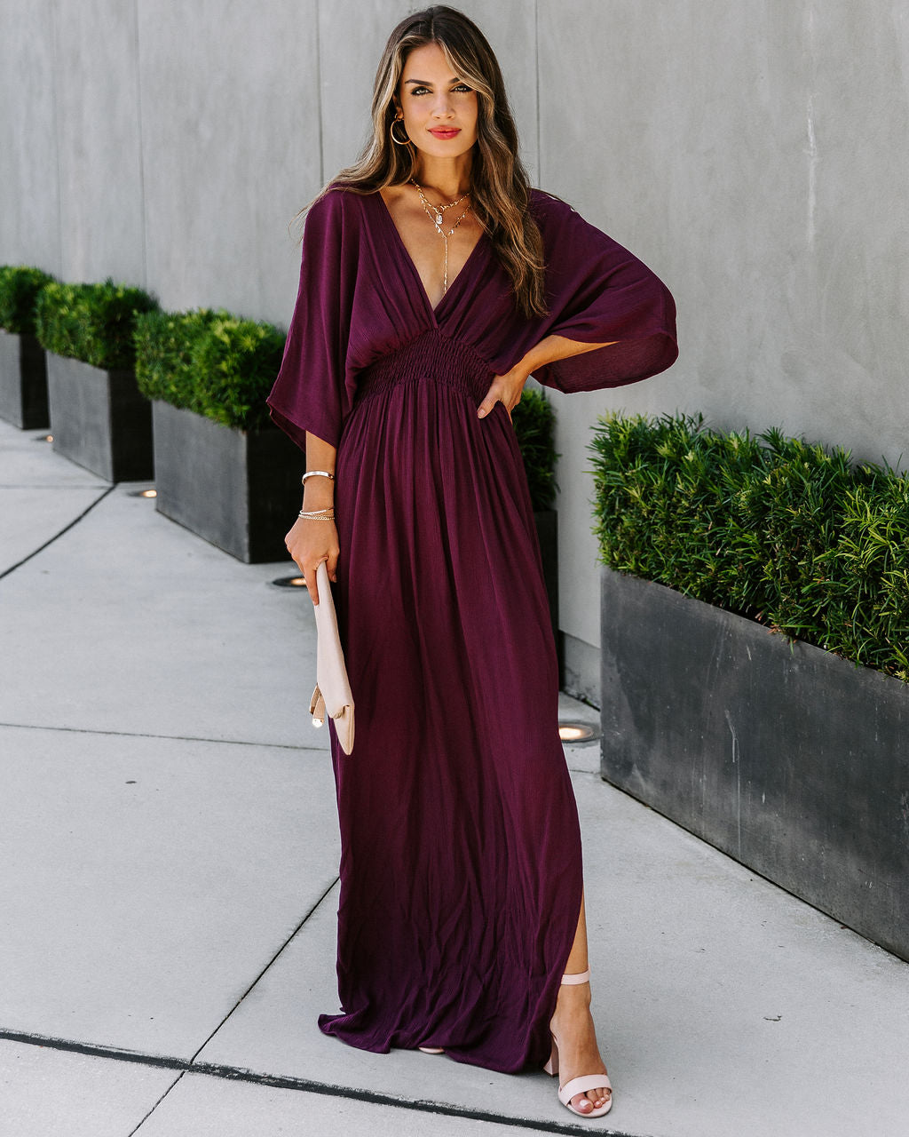 fitted lace wedding dress Getaway Kimono Sleeve Maxi Dress Black/Wine / S/M main image 0