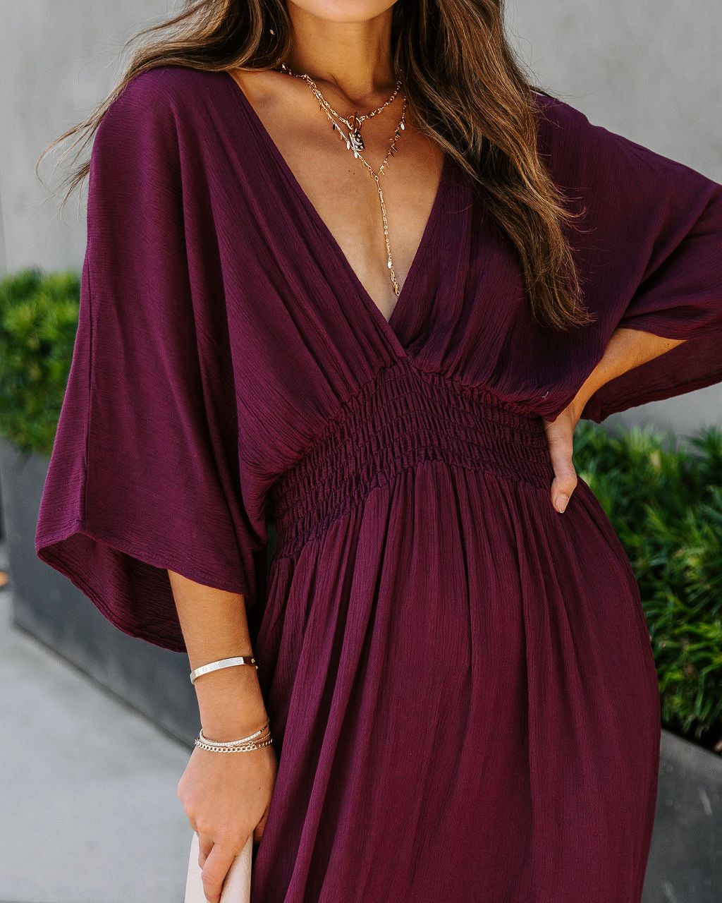 Kimona Smocked Kimono Maxi Dress VICI Kimona Smocked Kimono Maxi Dress VICI