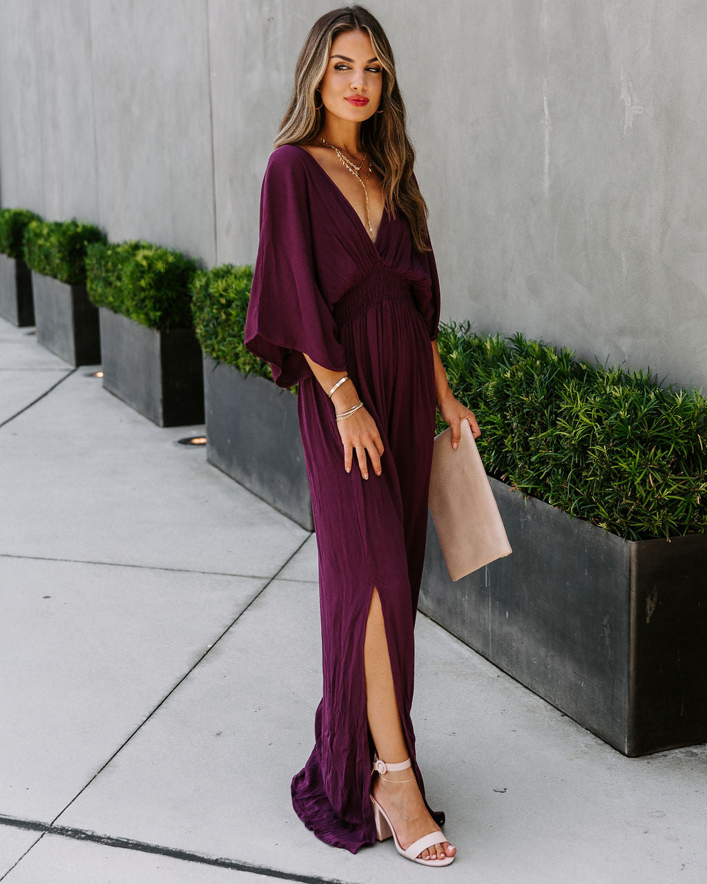 Kimona Smocked Kimono Maxi Dress VICI Kimona Smocked Kimono Maxi Dress VICI