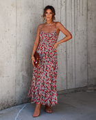 Floral % Kienna Floral Ruffle Chiffon Maxi Dress-1