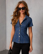 Tildie Short Sleeve Button Up Denim Top