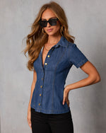 Tildie Short Sleeve Button Up Denim Top