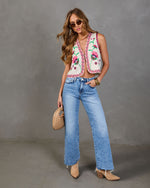 Open Field Embroidered Floral Vest Top