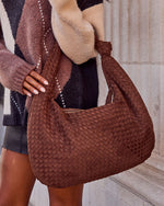 Lucia Woven Faux Suede Knotted Shoulder Bag