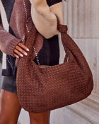 Lucia Woven Faux Suede Knotted Shoulder Bag