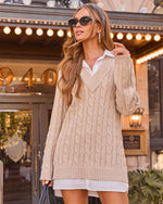 Ellis Cable Knit Twofer Mini Dress