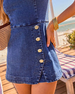 Morning Fig Denim Buttoned Romper