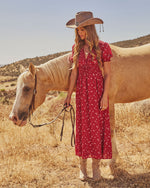 Rayne Floral Fitted Waist Midi Dress