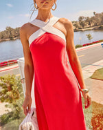 Lelanie Color Block Linen Blend Maxi Dress