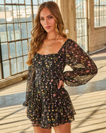 Black Floral % Lendie Fitted Waist Romper-3