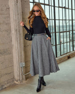 Marqline Belted Plaid Maxi Skirt