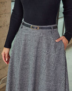 Marqline Belted Plaid Maxi Skirt