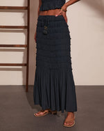 Sunlit Shore Smocked Drawstring Maxi Skirt