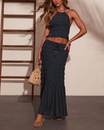 Sunlit Shore Smocked Drawstring Maxi Skirt