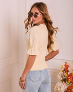 Daytime Standard Knit Floral Puff Sleeve Top