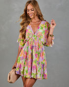 Garden Hush Floral Watercolor Mini Dress
