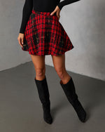 Fireside Manor Tweed Plaid Mini Skirt