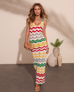 Gerie Knit Chevron Print Cover Up Maxi Dress
