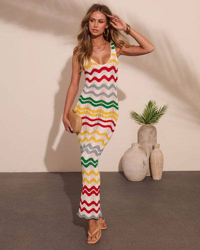 Gerie Knit Chevron Print Cover Up Maxi Dress - Size XS, VICI Gerie Knit Chevron Print Cover Up Maxi Dress - Size XS, VICI