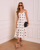 Sweet Dots Satin Polka Dot Midi Dress