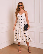 Sweet Dots Satin Polka Dot Midi Dress