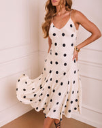Sweet Dots Satin Polka Dot Midi Dress