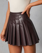 Pauline Pleated Leather Mini Skirt
