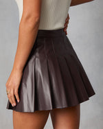 Pauline Pleated Leather Mini Skirt