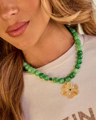 Rosette Dream Floral Charm Beaded Necklace