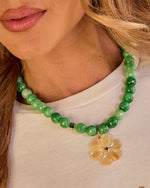 Rosette Dream Floral Charm Beaded Necklace