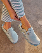 Powder Blue % Chic Comfort Stitch Slip On Mules-5