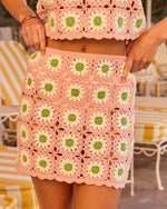 Bloom Lagoon Floral Crochet Cover Up Mini Skirt