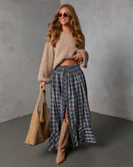 Gesibella Ruffle Hem Plaid Maxi Skirt