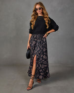 Woodland Darling Leaf Print Maxi Skirt