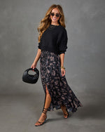 Woodland Darling Leaf Print Maxi Skirt