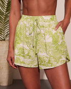 Monaco Day Cotton Toile Print Drawstring Shorts