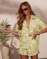 Monaco Day Cotton Toile Print Drawstring Shorts