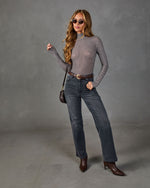 Kensley Turtleneck Houndstooth Print Top
